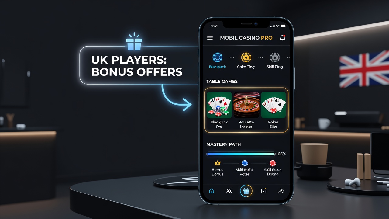 Close-up of mobile casino navigation cues linking slots to roulette and blackjack